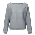thumbnail image 3 of Mohiass Boat Neck Batwing Sleeves Dolman Knitted Sweaters and Pullovers Tops for Women Gray 3XL, 3 of 8
