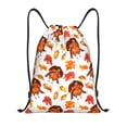 thumbnail image 1 of Xecao Thanksgiving Turkey Leaves Pattern Sports Drawstring Backpack - String Swim Gym Bag with Wet Proof Pocket for Women&Men-Medium, 1 of 6