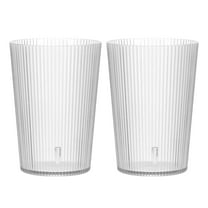 Uxcell Clear Plastic Reusable Drinking Glasses, 5.1oz Ribbed Drinking Glasses Set Plastic Water Cup Unbreakable Stackable for Beer Cocktail Water Juice Whiskey(Transparent, 2Pcs)