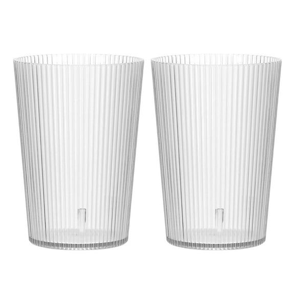 Uxcell Clear Plastic Reusable Drinking Glasses, 5.1oz Ribbed Drinking Glasses Set Plastic Water Cup Unbreakable Stackable for Beer Cocktail Water Juice Whiskey(Transparent, 2Pcs)