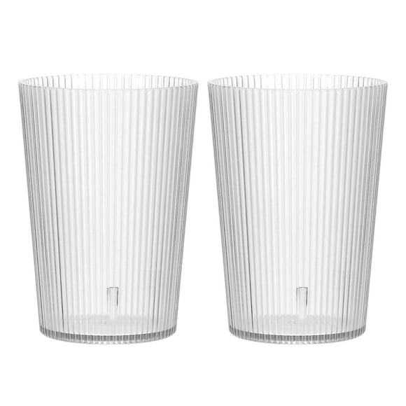 Uxcell Clear Plastic Reusable Drinking Glasses, 5.1oz Ribbed Drinking Glasses Set Plastic Water Cup Unbreakable Stackable for Beer Cocktail Water Juice Whiskey(Transparent, 2Pcs)
