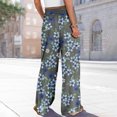thumbnail image 5 of WTOBBY Women's Summer Floral Print Wide Leg Palazzo Pants Featuring High Waist Elastic Drawstring Casual Design and Pockets for Stylish Outfits ,Gray XL, 5 of 7