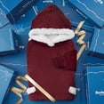 thumbnail image 3 of Cozy Comfort Wearable Blanket Hoodie, Sherpa Hoodie Blanket with Giant Pocket, Warm&cozy, Oversize, Burgundy, 3 of 6