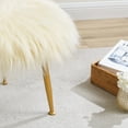 thumbnail image 3 of Linon Arlo Vanity Stool, 17.75" Seat Height, Pale Gold Finish with Cream Fabric, 3 of 7