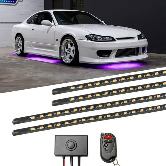 LEDGlow 4pc Purple Flexible LED Slimline Car Underbody Underglow Lighting Kit