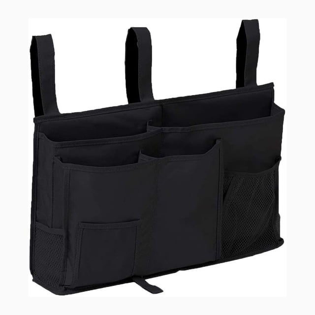 Organizador de literas, organizador de almacenamiento para mesita de noche, organizador de mesita de noche, organizador de literas para colgar, para campamento, dormitorio, hospital, riel de cama y más (negro) Vhermosa
