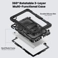 thumbnail image 2 of Case for Lenovo Tab 10.1 inch 2025 Release (TB-311FU/TB-311XU) with Screen Protector, 360 Degree Rotating Kickstand Hand Strap Heavy Duty Shockproof Cover with Shoulder Strap, Black, 2 of 7