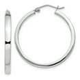 thumbnail image 1 of Beautiful Sterling Silver Rhodium-plated 3x30mm Square Tube Hoop Earrings, 1 of 2