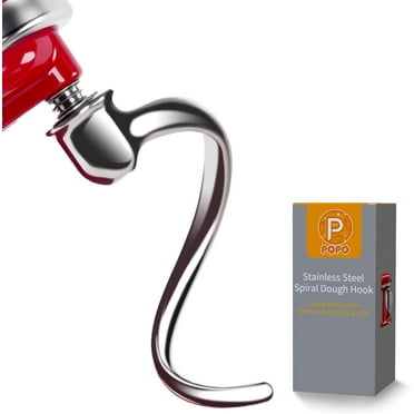Stainless Steel Spiral Dough Hook Compatible with Kitchenaid 4.5- 5Quart Tilt-Head Stand Mixers, Efficient Kneading, Dishwasher Safe