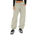 thumbnail image 2 of 2023 European And Women's Relaxed Tie Pocket Straight Leg Casual Pants Linen Capris For Women Casual Summer, 2 of 5