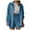 Blue1, variant on Wuxian Women's 2 Piece Outfit Solid Long Sleeve Shirt With Button Down Match High Waist Drawstring Shorts Wide Leg Casual Set