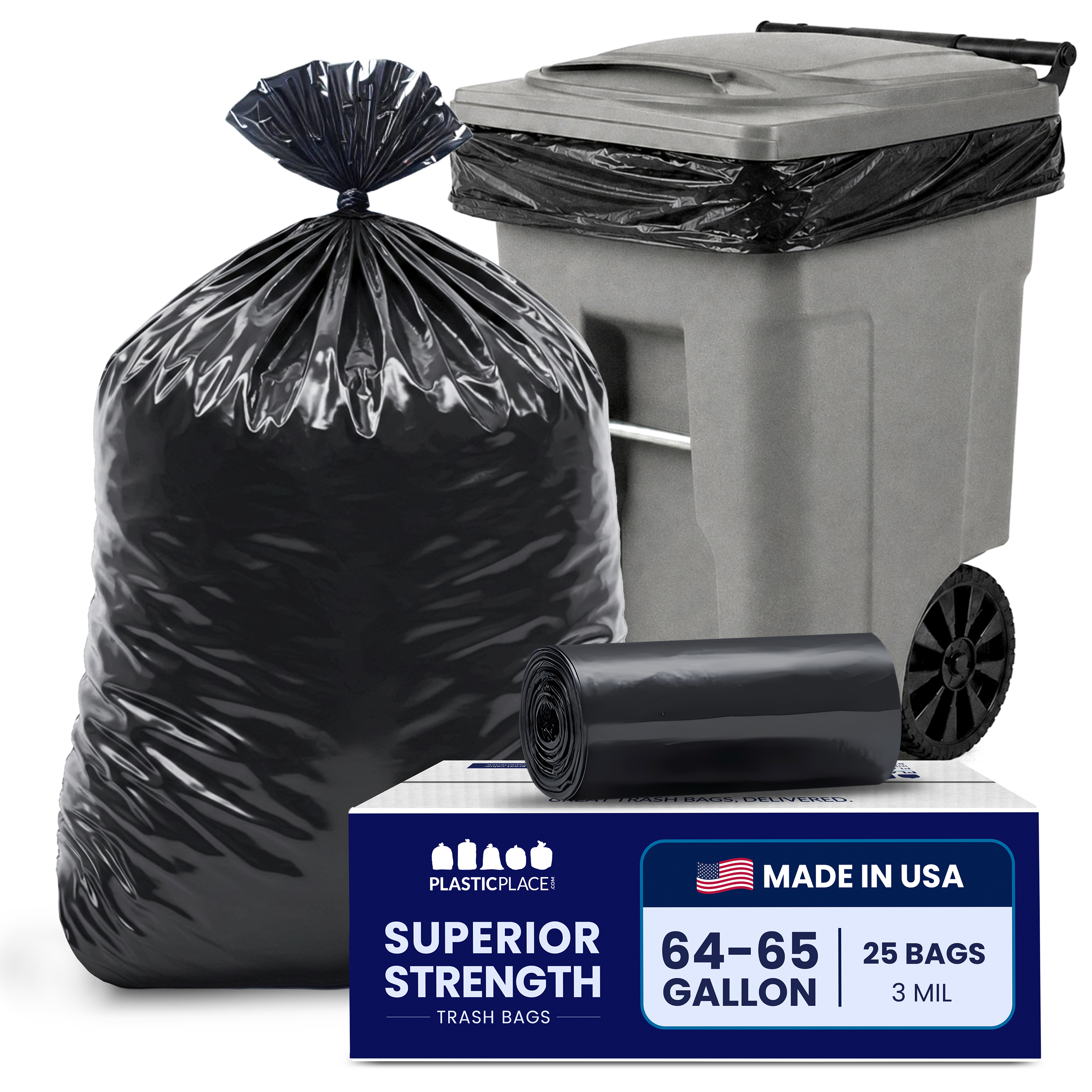 Plasticplace 64-65 Gallon Trash Bags for Toter, 25 Count photo 2