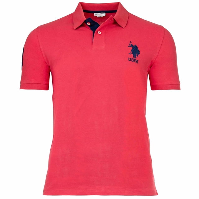 U.S. POLO ASSN. Polo para hombre - Kory, básico, piqué, logotipo, aplique, algodón Rojo M (Medium)