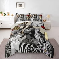 Feelyou Fashion Black Girl Twin Comforter Sets, Leopard Wildlife Bedding Set, 2 Pieces