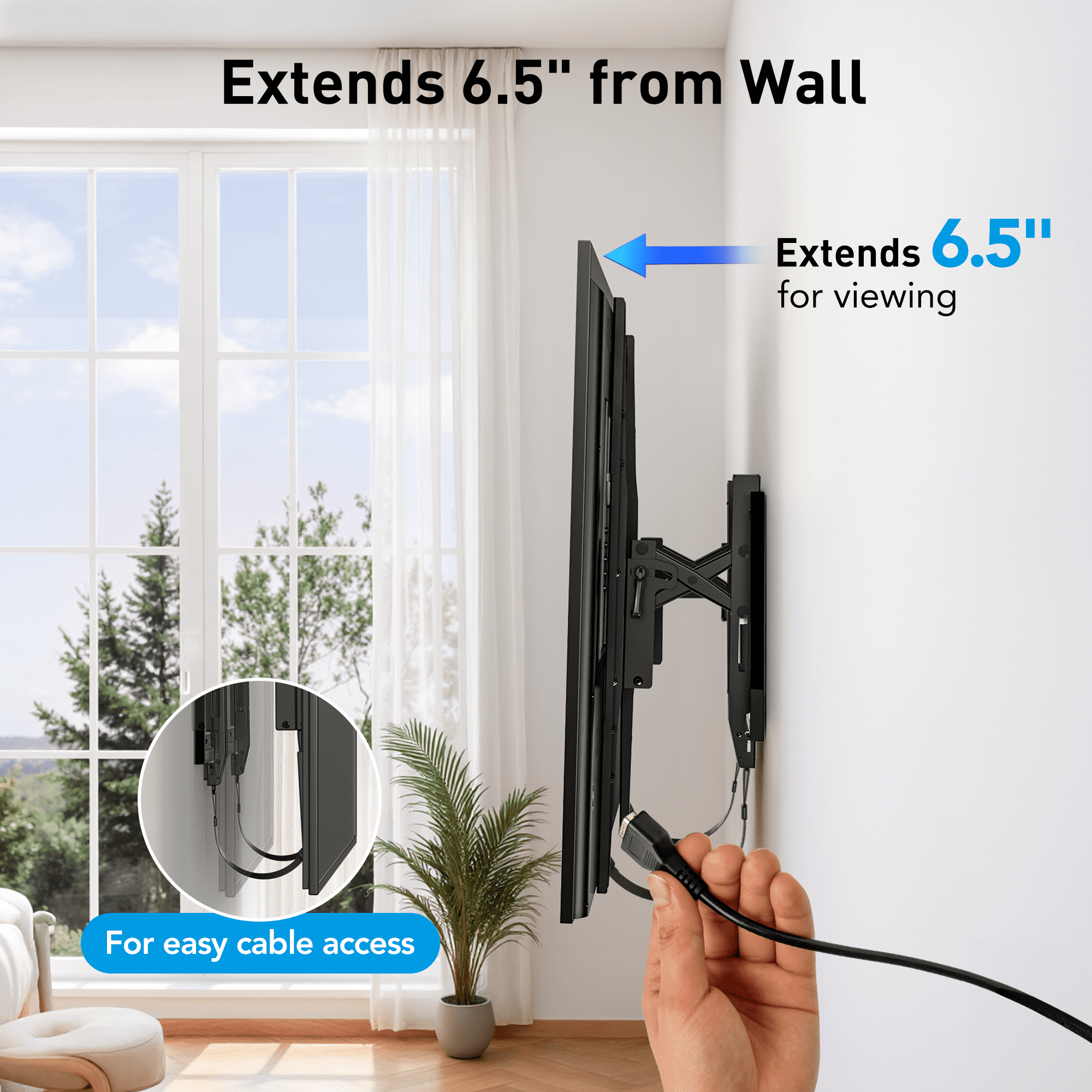 PERLESMITH Extend Tilt & Swivel, TV Wall Mount for 42-100″ TVs, Extension Leveling, Holds up to 160lbs, Fits 16"/24" on Center Stud Widths, UL Certified