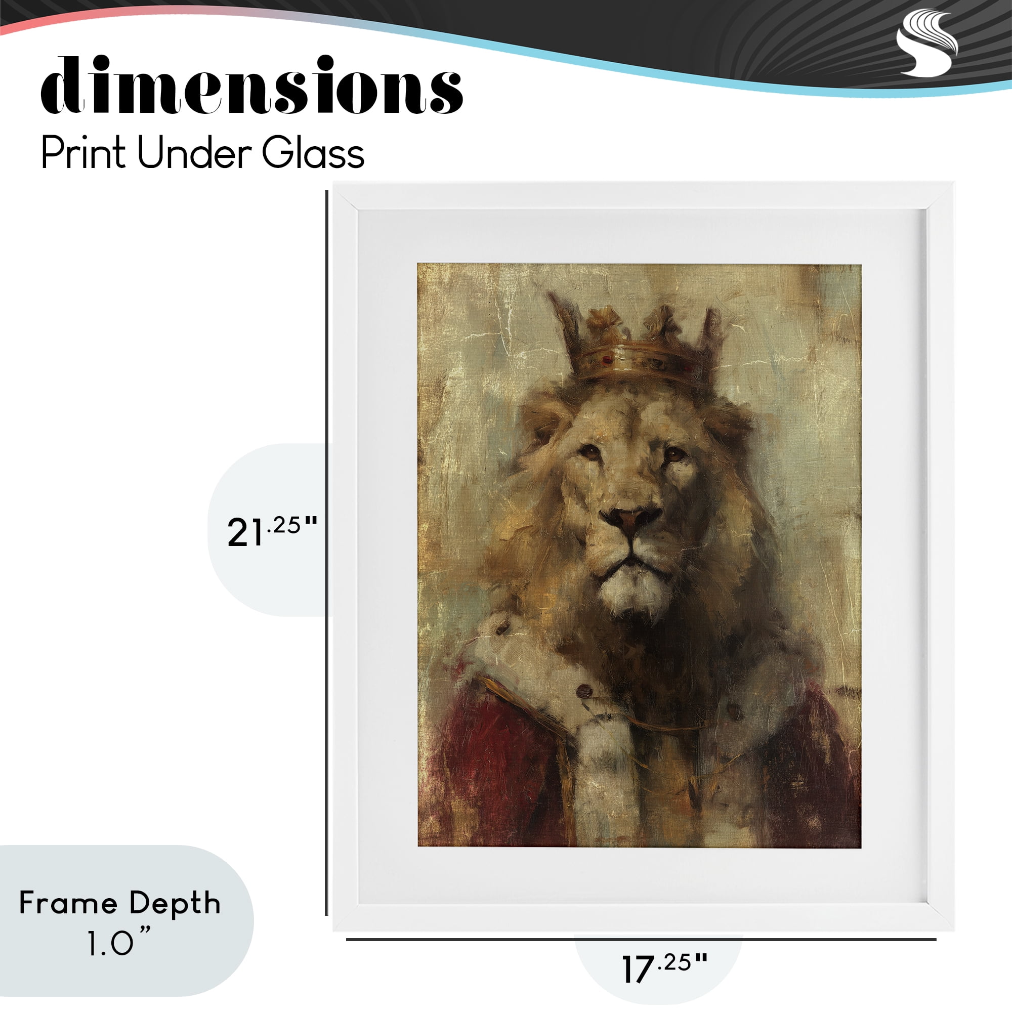 Stupell Industries Regal Lion Sovereign White Framed Print Under Glass, design by Svetlana Aleynikova