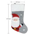 thumbnail image 3 of Medias de Navidad de tartán gris plateado con pingüino, reno de Papá Noel, bordado, venta al por mayor, 3 of 4