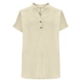 thumbnail image 3 of Rutainlusire Womens Button Notch V-Neck Tops Ladies Casual Solid Color Breathable Summer Tops, 3 of 6