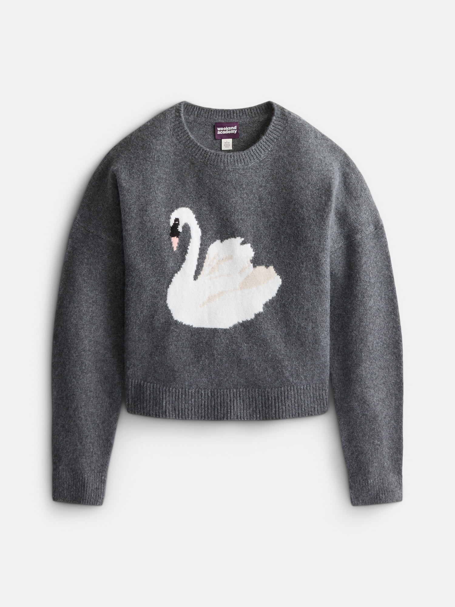 Weekend Academy Girls Graphic Crewneck Sweater with Long Sleeves, Sizes 4-18
