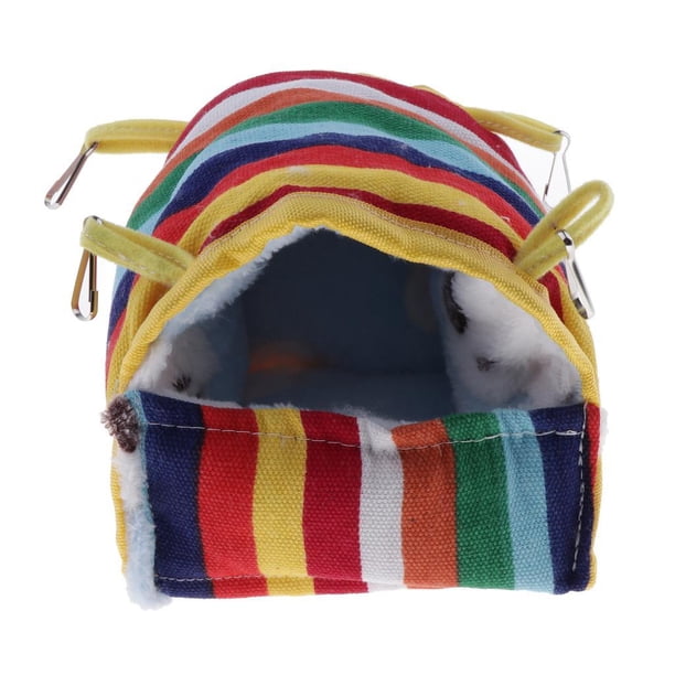 Hamaca de pájaro Hamaca de suave y cálida Tienda de jaula colgante para pájaros Cama de invierno cálida Bolsa de juguete para Tira del arco iris Yinane Hamster Sleeping Nest