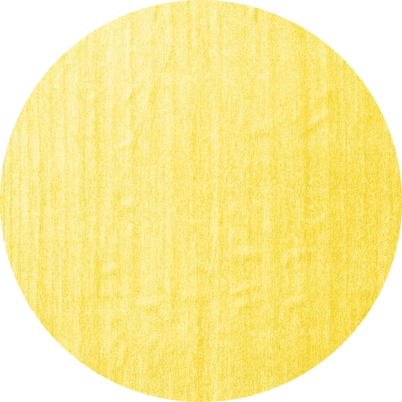 Ahgly Company Machine Washable Indoor Round Solid Yellow Modern Area Rugs, 3' Round
