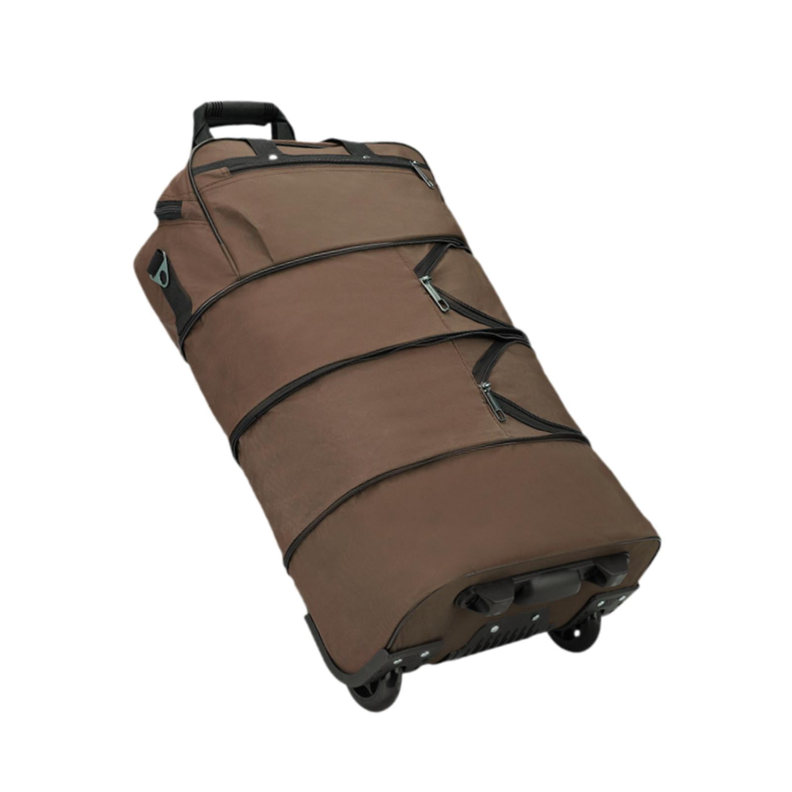 Wzmzjy Rolling Duffel Bag Wheeled Travel Storage for Women Men Compact Weekender Brown