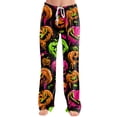 thumbnail image 2 of LNZGNM Classic Halloween Pumpkin Pajama Pants Halloween Pumpkin Print Holiday Movie Night Straight Leg Drawstring Waist Trick or Treat Loungewear, (XL), 2 of 5
