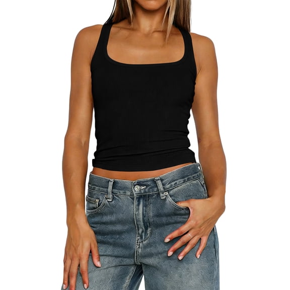 Women's Fashion Camisole Sleeveless Tank Top Black L