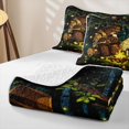 thumbnail image 4 of Manfei Cartoon Camping Bear Bed Spread Queen 3pcs,Jungle Adventure Queen Coverlet Set,Dark Green Brown,1 Quilt and 2 Pillowcases, 4 of 7