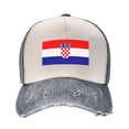 thumbnail image 2 of Croatian Flag Baseball Cap Distressed Adjustable Vintage Cotton Denim Hat for Women Men, 2 of 7