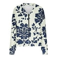 thumbnail image 5 of ClodeEU Women's Zip Up V Neck Cardigans Knit Sweaters ,Boho Printed Vintage Coats,Daily Wear Warm Vacation Travel Outfits Blue,Womens Plus L, 5 of 5
