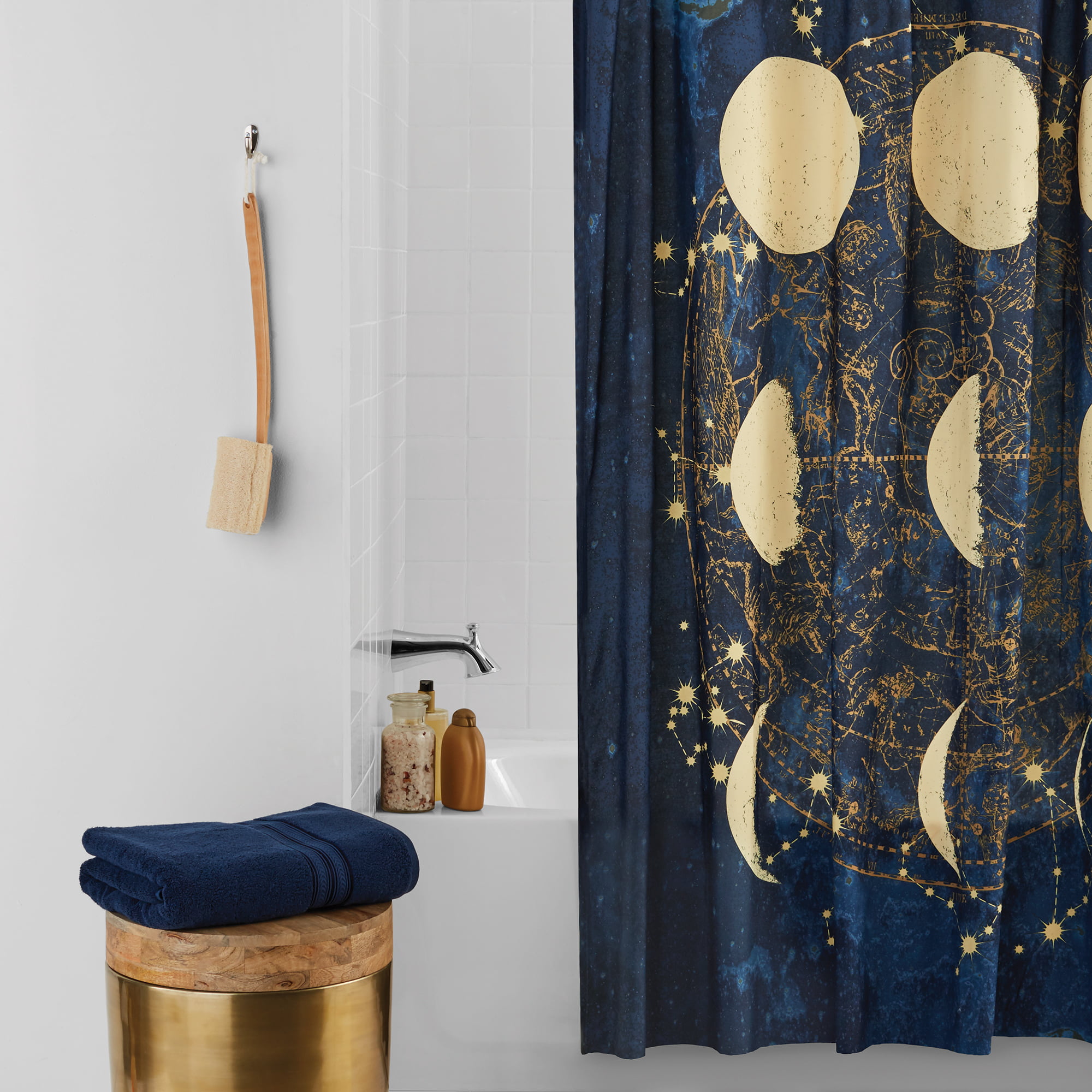 Moon ~ Fabric Shower Curtain  70" X 72" Mainstays 100% Polyester NEW 