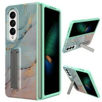 ELEHOLD Case for Samsung Galaxy Z Fold 4 with Built-in Screen Protector, Marble Pattern Hybrid Rugged Case with Kickstand for Samsung Galaxy Z Fold4, Green