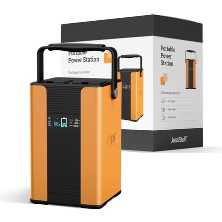 UPC: 0810084930557 | JussStuff Portable Power Station 70 200 mAh/259Wh Battery  Indoor and Outdoor Power – Orange/Black