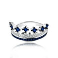 thumbnail image 2 of Womens Silver Color Dark Blue Cubic Zirconia Crown Princess Tiara Ring Wedding Band Promise Rings for Her (Blue, size 6), 2 of 7