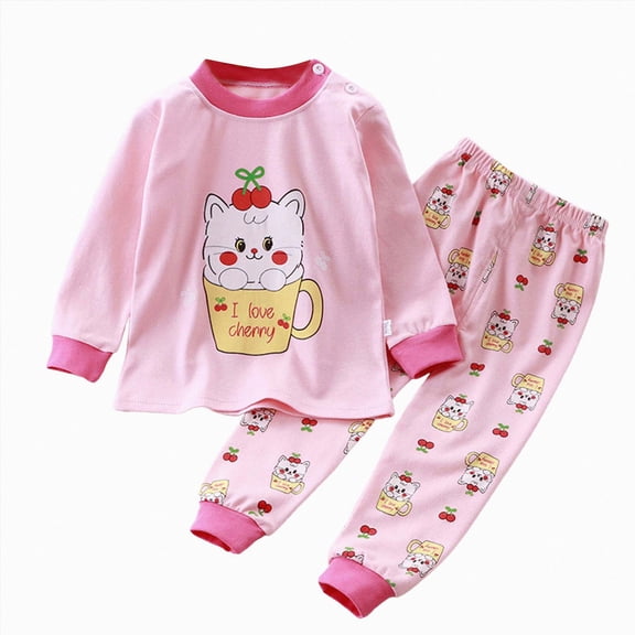 NOLDARES Toddler Kids Pajamas 2pcs Long Sleeves Pjs Sets Print PJs for Boys Girls Fall Winter Sleepwear 6-12 Months 12-24 Months 2t 3t 4t 5t 6t 7t 8t 9t Children,Pink,5-6 Y