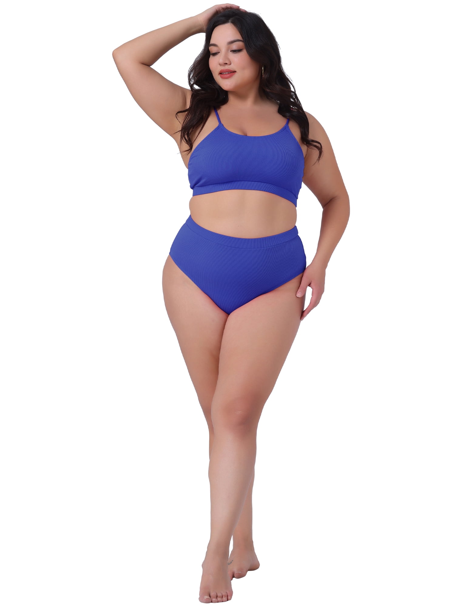 DARING DIVA Plus Size Two Piece Swimsuit for Women Scoop Neck 4X Royal Blue