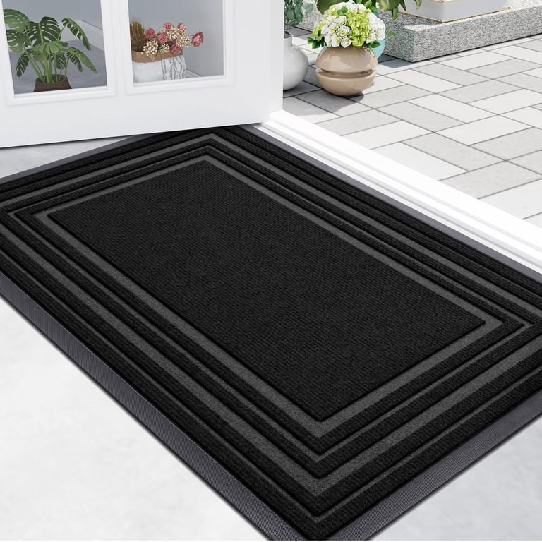 Buganda Heavy Duty Rubber Doormat, 29"x17", Black photo 1
