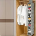 thumbnail image 4 of Hanging Shoe Organizer for Closet, Hanging Organizer for Clothes, 10 Pockets Non-Woven Fabric-Proof Shoe Clothes Hanging Storage Rack Shelf Door Wardrobe Hanger Organizer 15cm Wide-Gray, 4 of 8