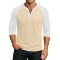 thumbnail image 2 of Resicozy 2025 Henley Shirts for Men Raglan 3/4 Sleeve Vintage Baseball T-Shirt Fall Casual Loose Fit Sport Athletic Tee Tops Complexion 2XL, 2 of 9