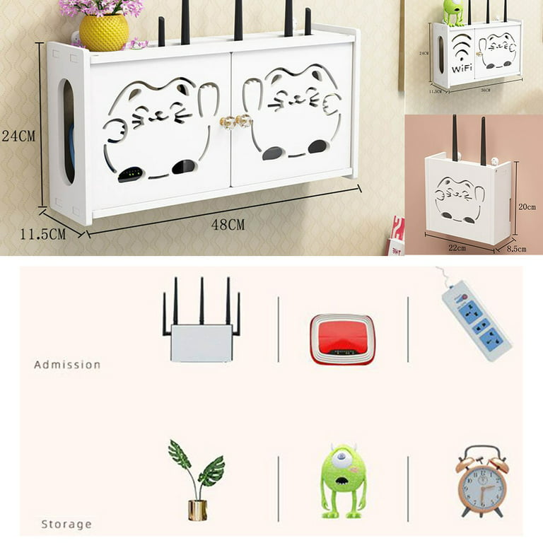 Gerich Wireless Router Rack Living Room Wall-mounted WiFi Storage Box Wall  Decoration 
