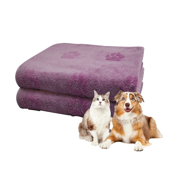 Microfiber Dog Towels for Drying Dogs 2 Pack, Super Absorbent and Soft Pet Grooming Towel, 27.5 Inch X 39 Inch, Perfect Dog Shower & Bath Supplies for Large, Medium or Small Dogs, Purple