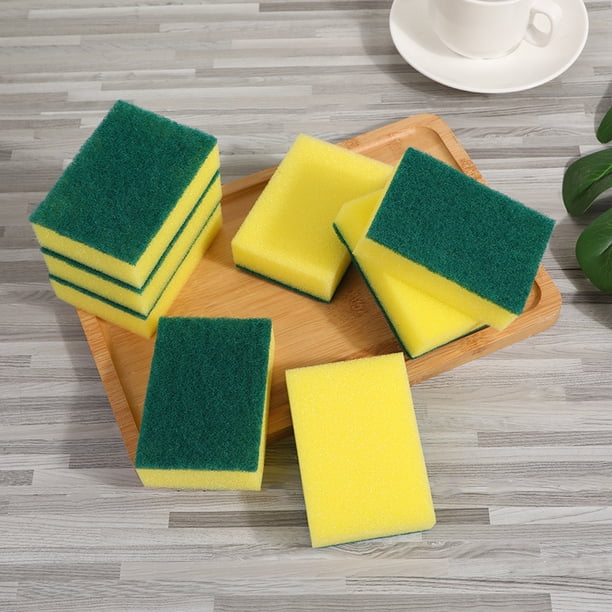 10 Uds. Esponjas de limpieza para cocina, platos, baño, lavado de coches, un fregado para fregar un lado absorbente, fregador abrasivo