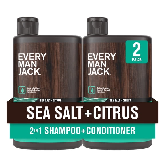 Every Man Jack 2-in-1 Shampoo and Conditioner, Sea Salt, Twin Pack 13.5oz each - For All Hair Types