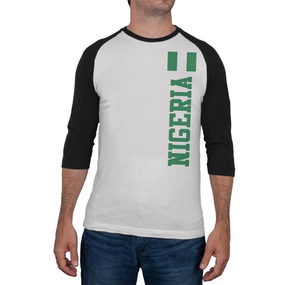 World Cup Nigeria Mens Raglan T Shirt White-Black SM