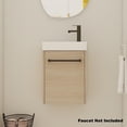 thumbnail image 2 of Gzxs 16" Small Bathroom Vanity Set with Ceramic Sink, Wall Mounted Floating Cabinet W/ Soft-Close Door and Matte Black Metal Handle, Light Oak (Faucet Not Included), 2 of 10