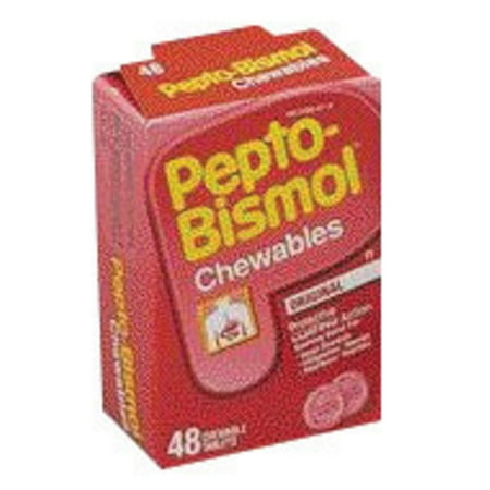 (4 Pack) Pepto Bismol Chewable Tablets for Nausea, Heartburn, Indigestion, Upset Stomach, and Diarrhea Relief, Original Flavor 48