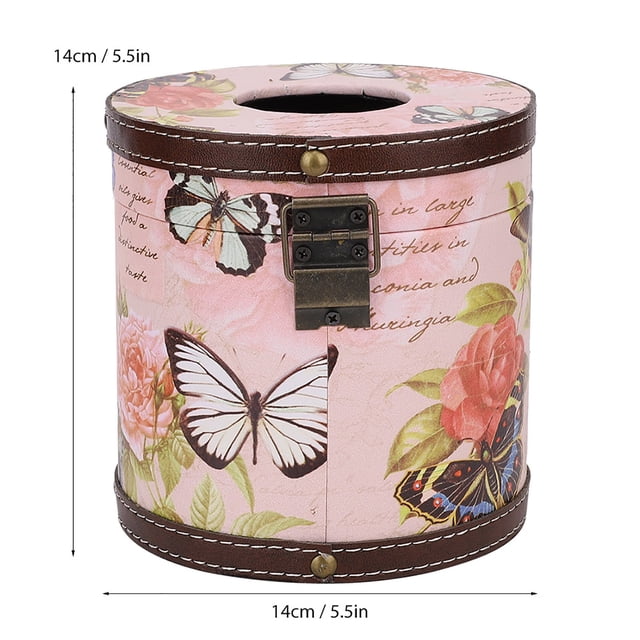 Household Office Retro Vintage Printed Wooden PU Tissue Box Storage Holder Superior Craftsmanship