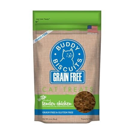 Buddy Biscuits Grain-Free & Gluten Free Cat Treats with Tender Chicken - 3 oz