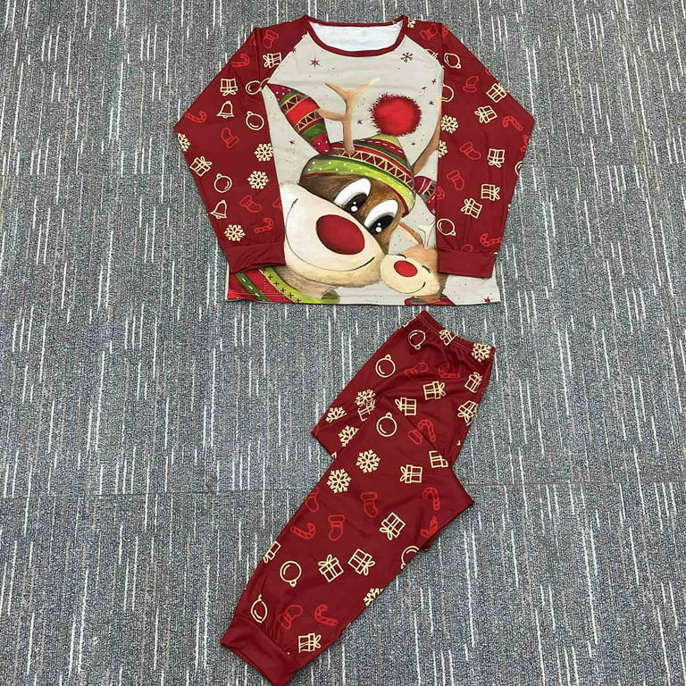 HAPIMO Savings Family Christmas Pajamas Matching Sets Xmas Matching Pjs for  Adults New Year Home Xmas Sleepwear Set Loungewear Red M 